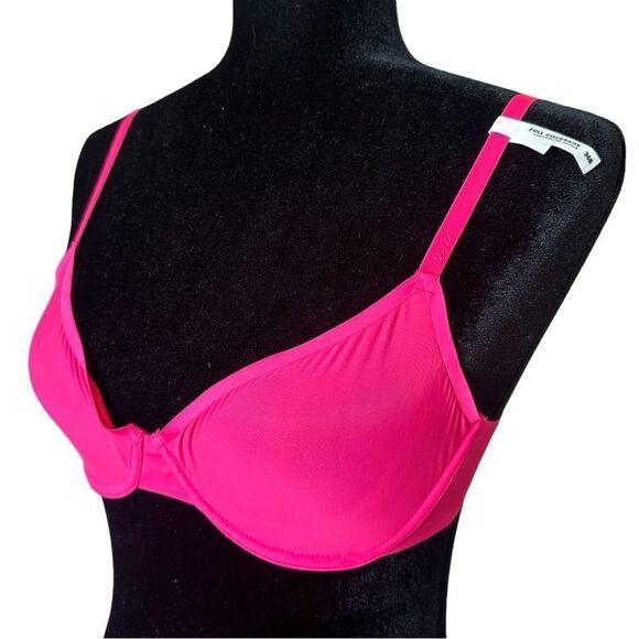 NWT Aerie 36B Smoothez Mesh Unlined Sheer Sexy Balconette Hot Pink Bra - Picture 3 of 8